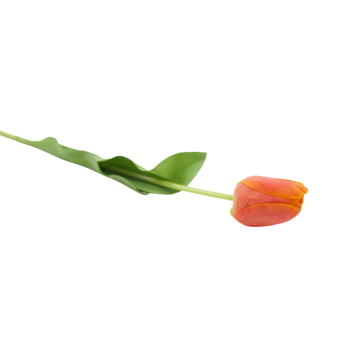 Tulip Orange Red Real Touch Silk Flower Stem - 65cm