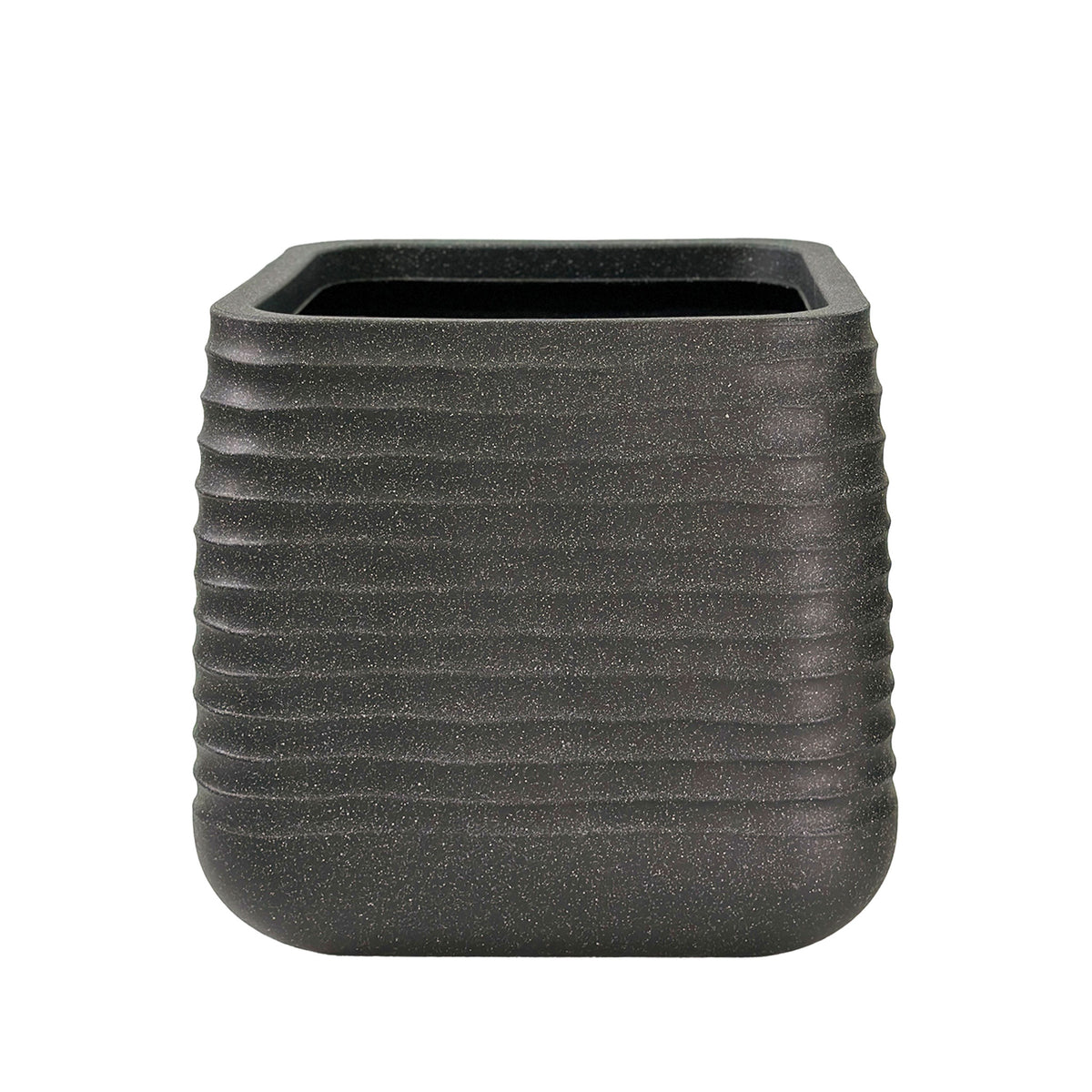 Black Mariella Square Planter 50.5cm. Terrazzo look, eco-friendly & Stone Light weight.