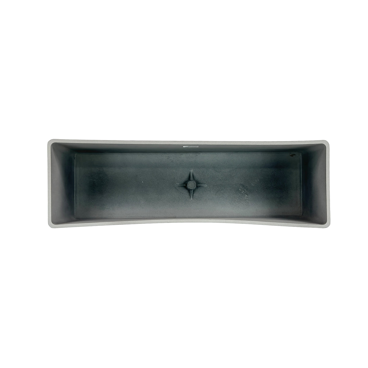 80cm long sage grey window box with cement-like finish, Eco-friendly & lightweight polyresin, Top view.