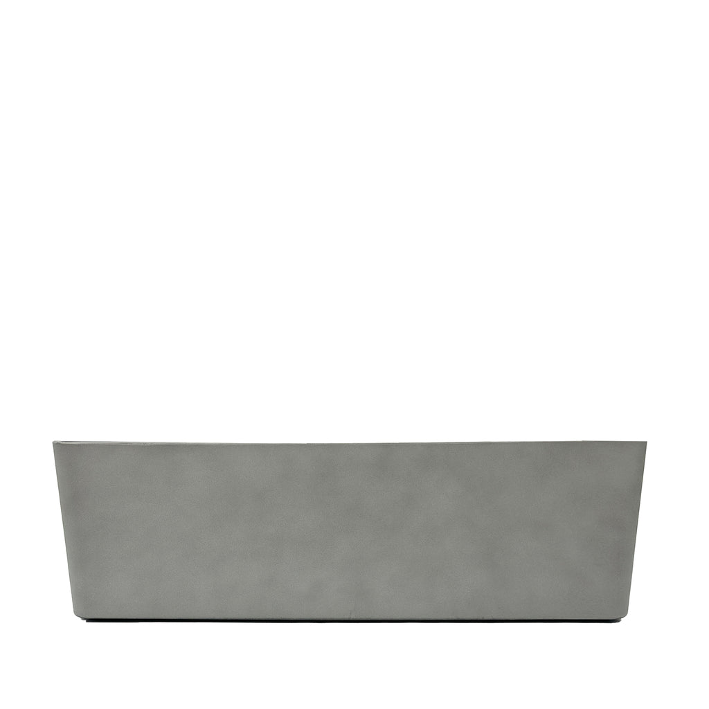 80cm long sage grey window box with cement-like finish, Eco-friendly & lightweight polyresin, Side view.