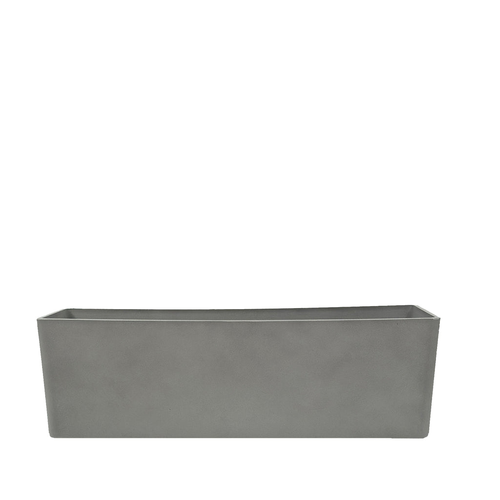 80cm long sage grey window box with cement-like finish, Eco-friendly & lightweight polyresin.