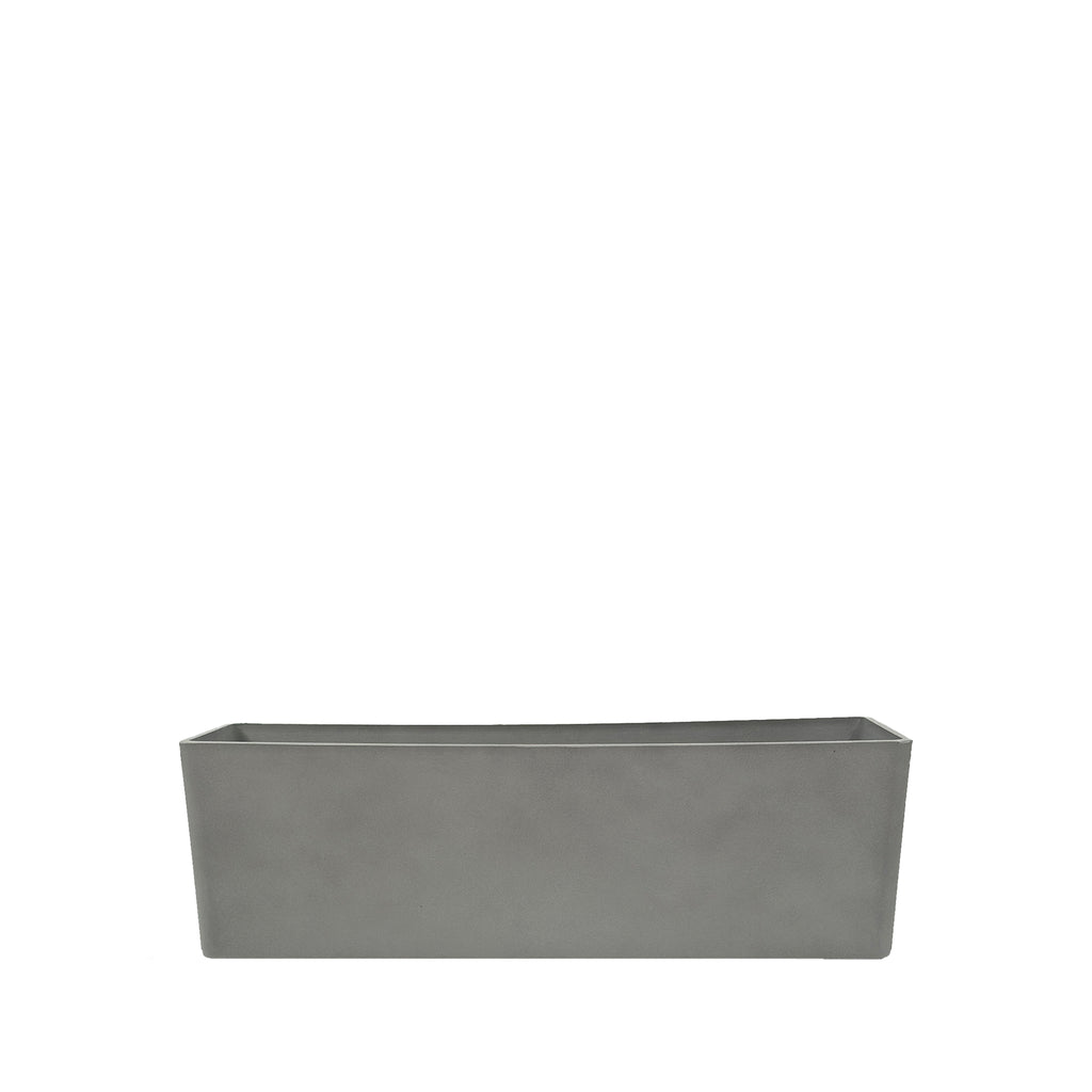 69cm long sage grey window box with cement-like finish, Eco-friendly & lightweight polyresin.