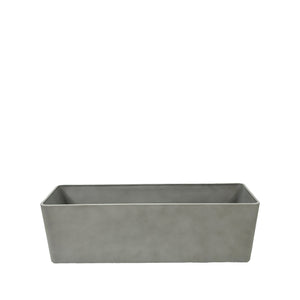 69cm long sage grey window box with cement-like finish, Eco-friendly & lightweight polyresin, Front view.