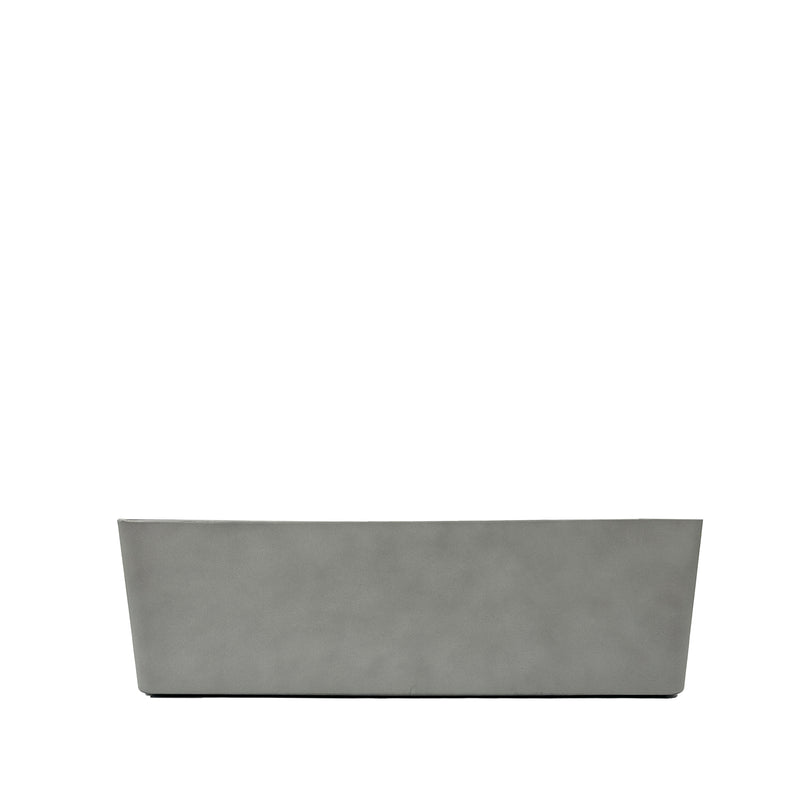 69cm long sage grey window box with cement-like finish, Eco-friendly & lightweight polyresin, Side view.