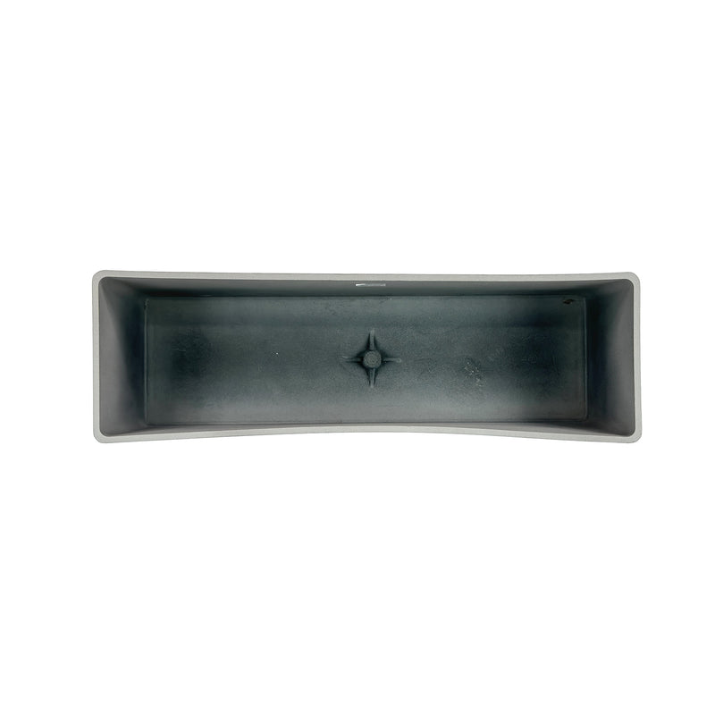 60cm long sage grey window box with cement-like finish, Eco-friendly & lightweight polyresin, Top view.
