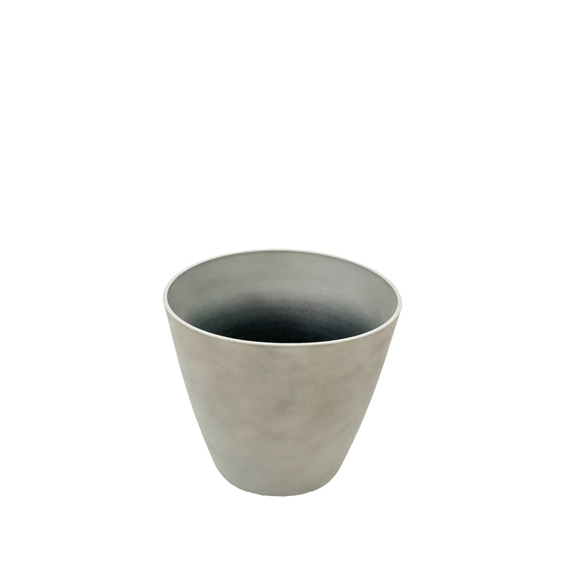 Essex Planter 28cm, Cement texture.Can be used indoors and outdoors, Fits just about anywhere, Light weight and weather resistant,Front view.