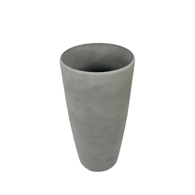 75.5cm Sage Round grey planter, Cement like finish, Large, lightweight, Eco friendly and Weather proof, Front view.