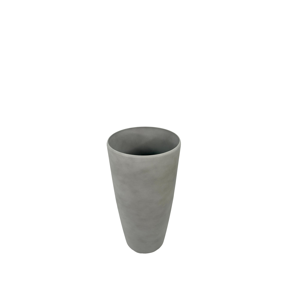 42cm Sage grey planter, Cement like finish, Small, lightweight, Eco friendly and Weather proof, Front view.
