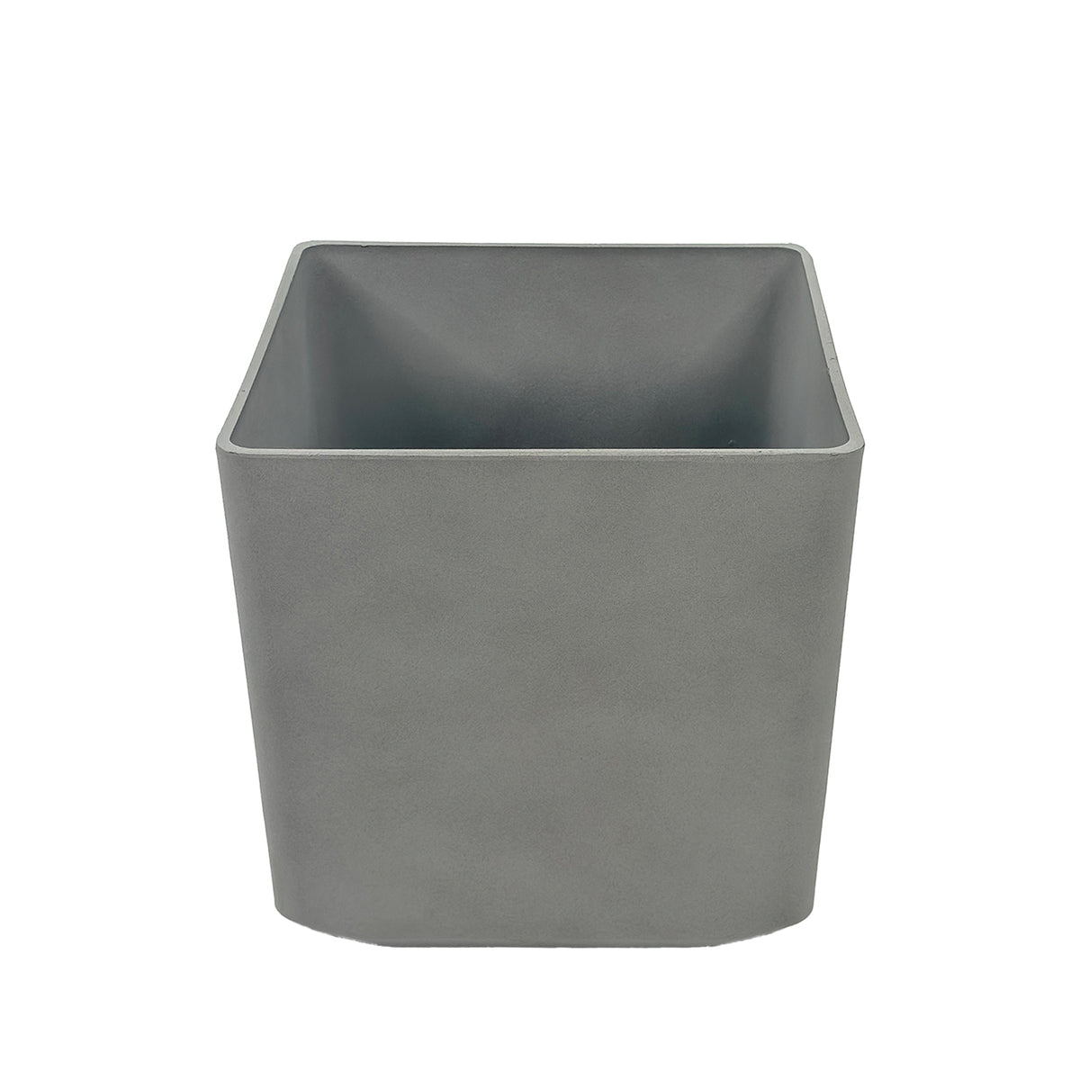 Sage Grey Cubic Planter 35x35x35.8cm. Eco-friendly lightweight polyresin that is weather proof, Front view.