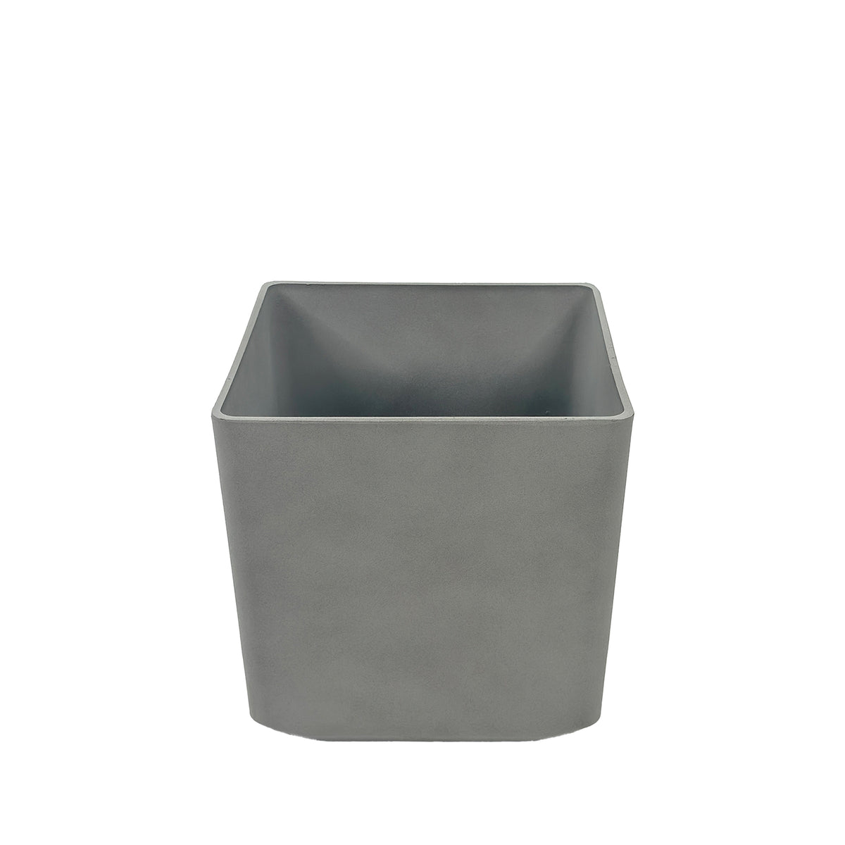 Sage Grey Cubic Planter 28.8x28x28cm. Eco-friendly lightweight polyresin that is weather proof, Front view.