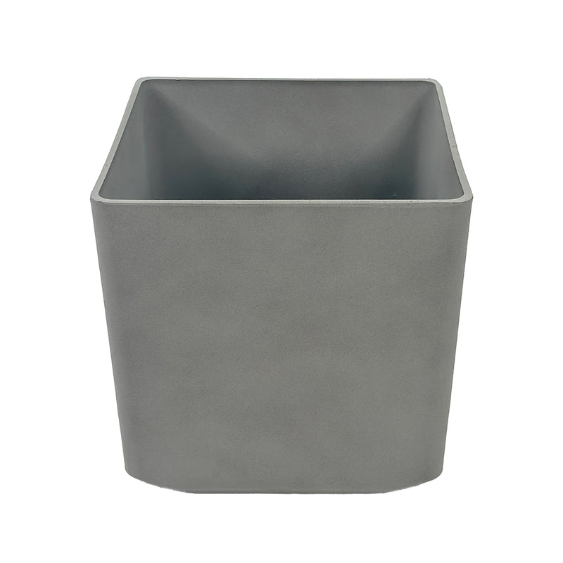 Sage Grey Cubic Planter 44x44x43cm. Eco-friendly lightweight polyresin that is weather proof, Front view.