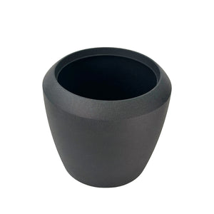 Coal Black Linford Planter 55.5x48cm. Cement-like texture, eco-friendly & lightweight, Front view. 