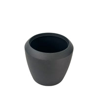 Coal Black Linford Planter 44x39.5cm. Cement-like texture, eco-friendly & lightweight, Front view. 