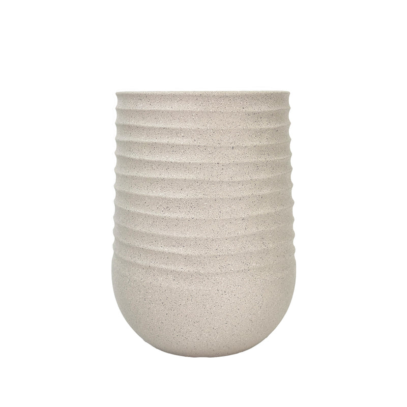 Artimis 53cm Terrazzo Planter Beige. Light weight pot, Side view