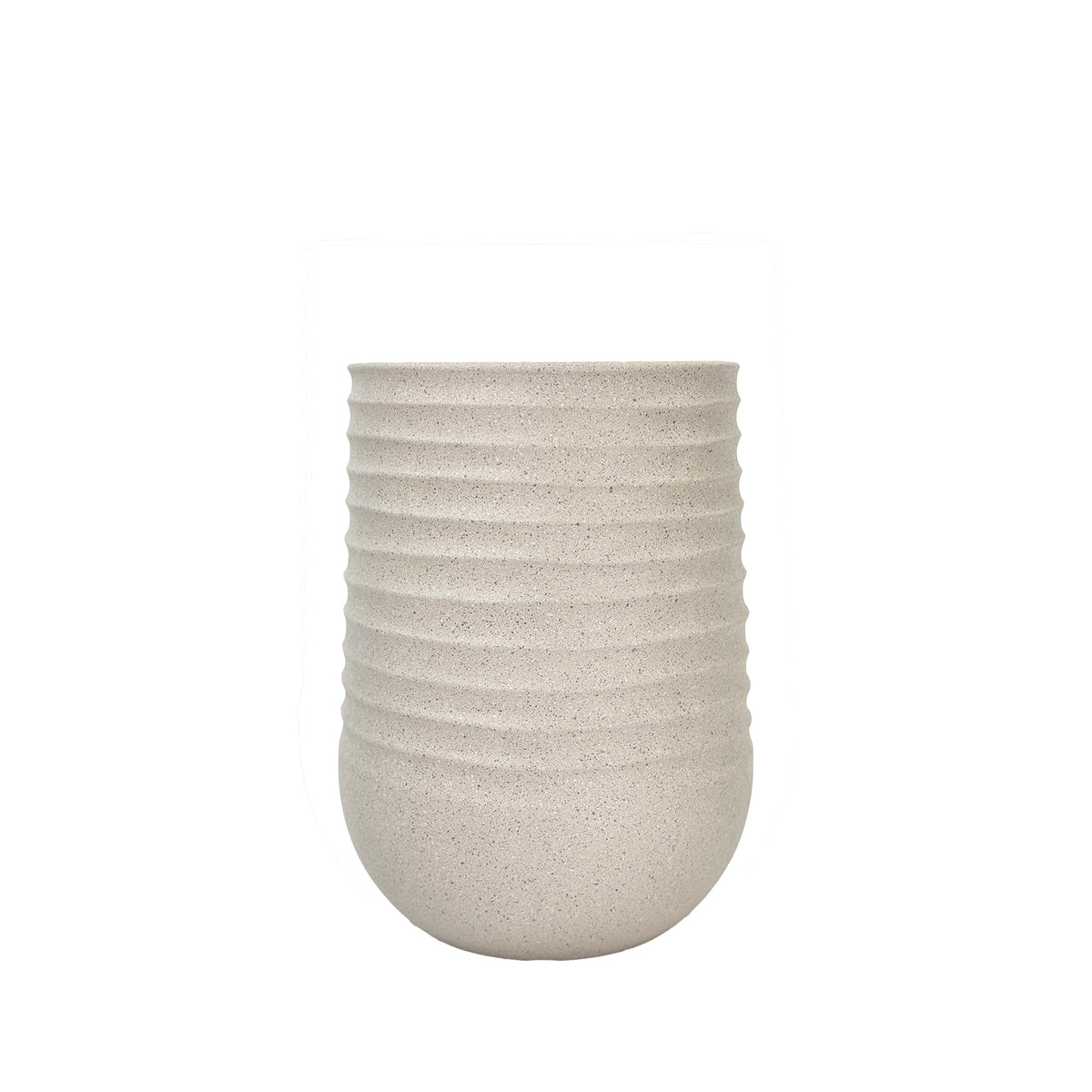 Artimis Pot 39x51cm Mediterranean Beige. Terrazzo style, eco-friendly & weatherproof. Lightweight.Side view.