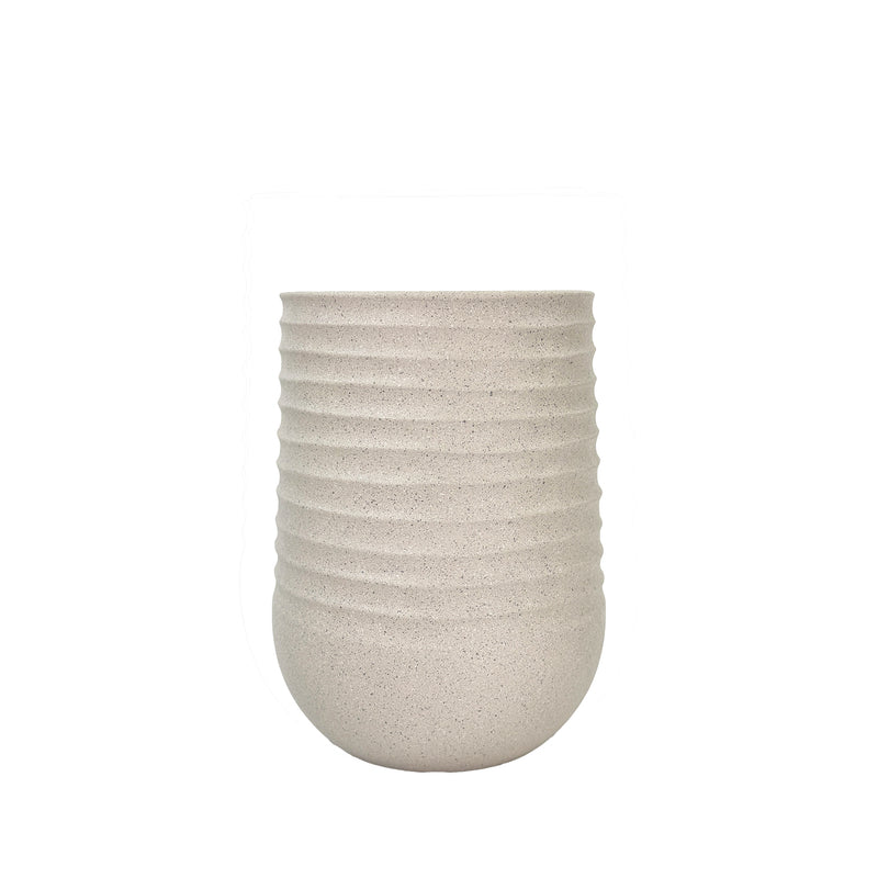 Artimis Pot 39x51cm Mediterranean Beige. Terrazzo style, eco-friendly & weatherproof. Lightweight.Side view.