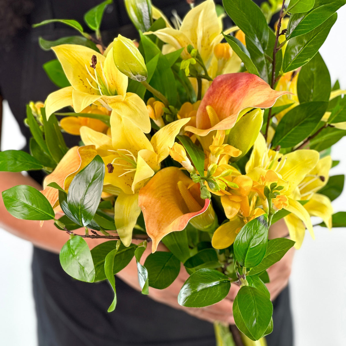 Lily Freezia & Foliage Tied Flower Bunch