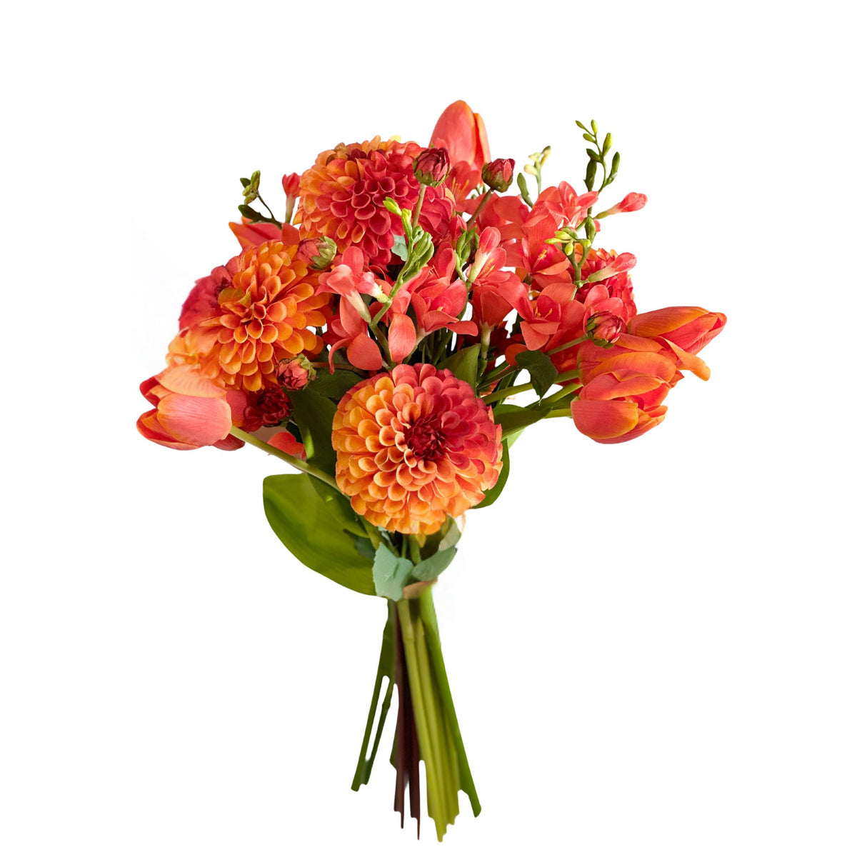 Dahlia Tulip Freezia Orange Tied Flower Bunch