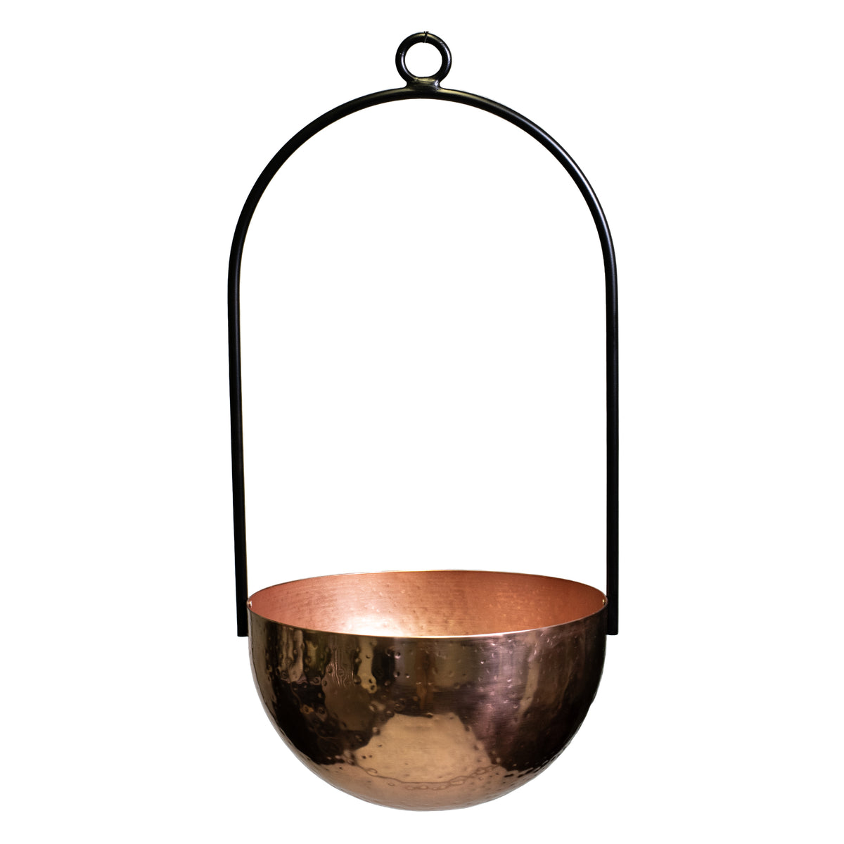 Decorative Hanging Aluminium Hemisphere Pot with hammerd finish and Handle to hang from