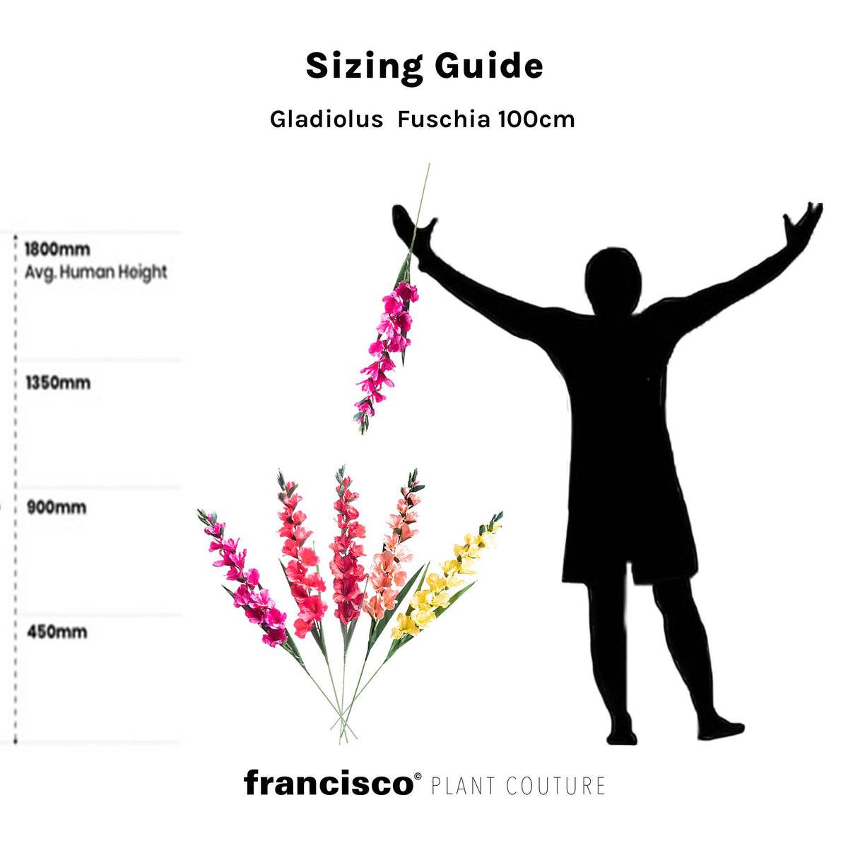 Gladiolus Fuschia Silk Flower Stem - 100cm