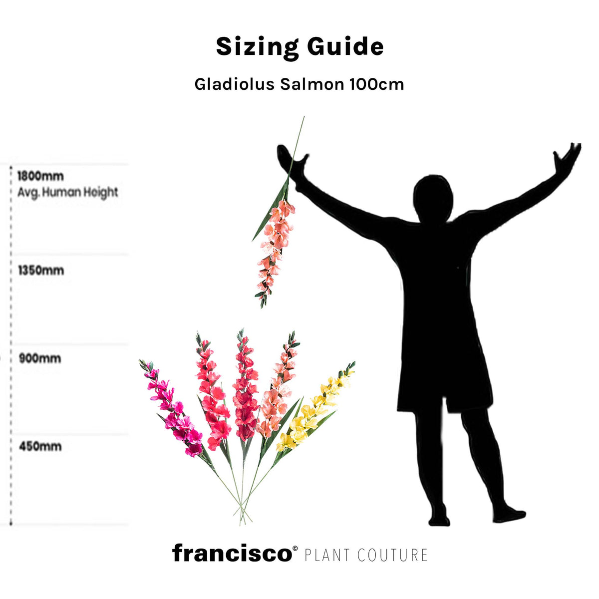 Gladiolus Salmon Silk Flower Stem - 100cm
