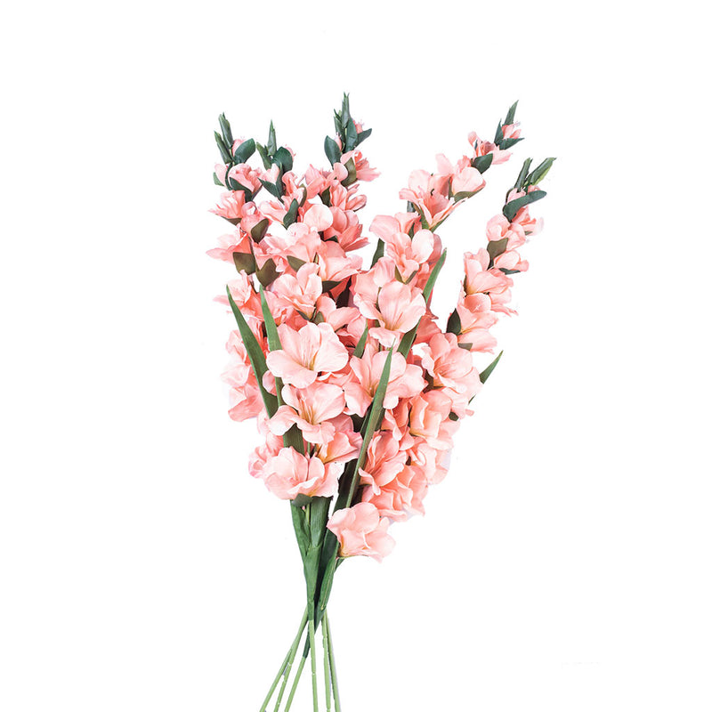  Multiple Single Stems Gladiolus Silk Flower 100cm Colour Salmon