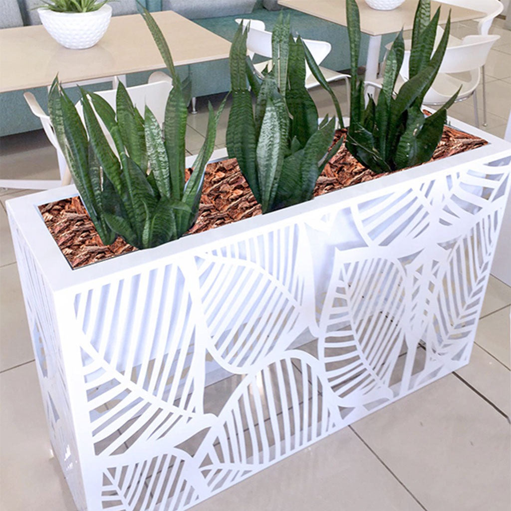 Plant Couture - Artificial Plant Pot - Metallic Abstract Trough Mild Steel Planter 130x40x80cm